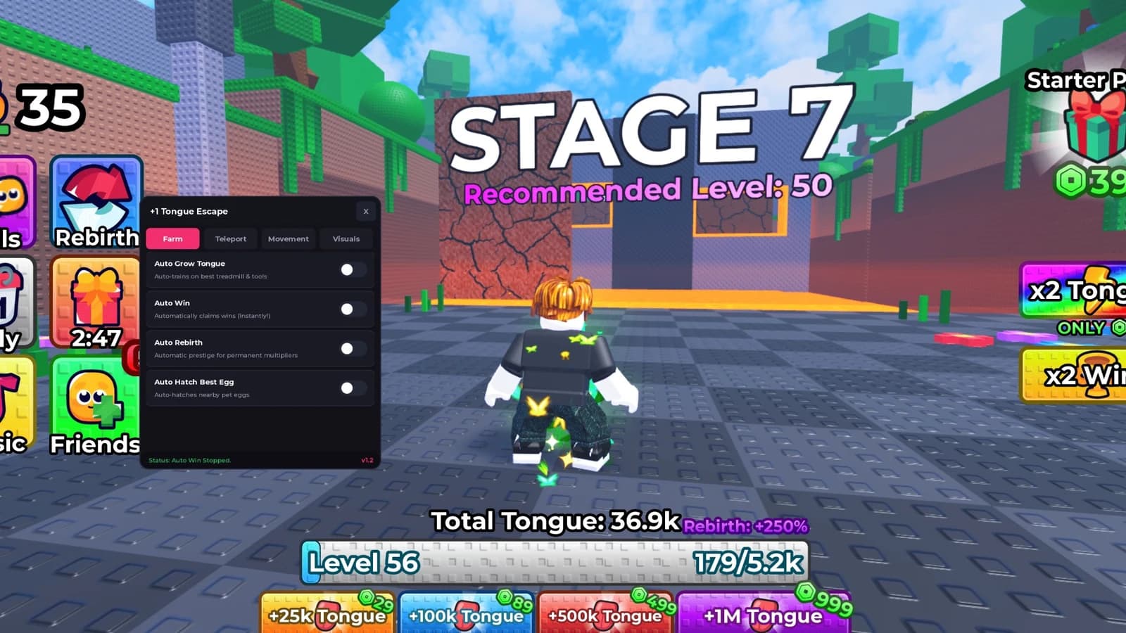Auto Grow, Auto Win, Teleport, Noclip & More.