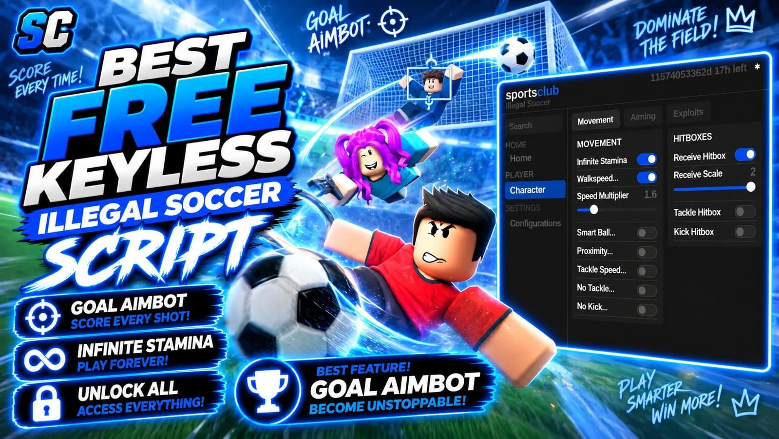 Free Illegal Soccer Script | Goal Aimbot, Unlock All, Speed